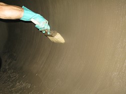 Alkrete lining - hand brush finish cement